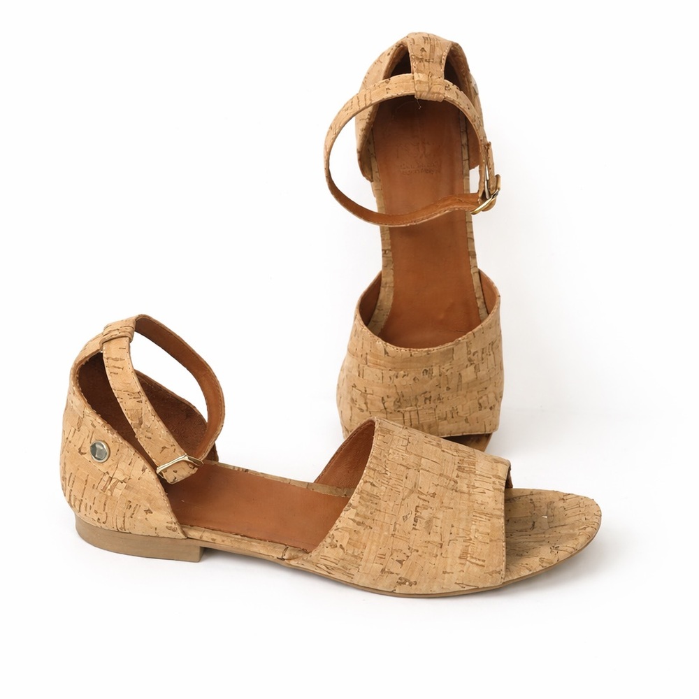 RUTZ WALK IN CORK Women's Tan Cork Ankle Strap Sandals 40